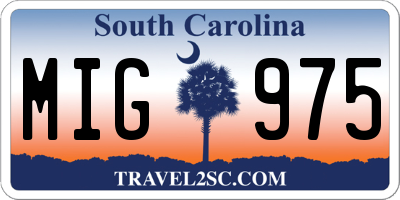 SC license plate MIG975