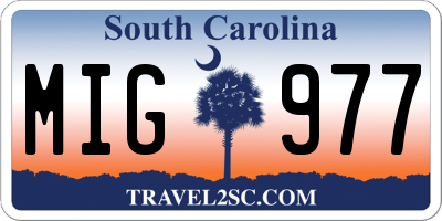 SC license plate MIG977