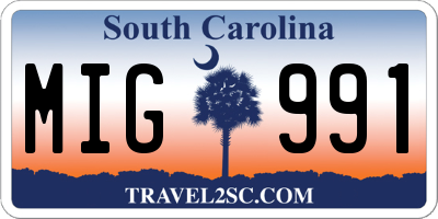 SC license plate MIG991