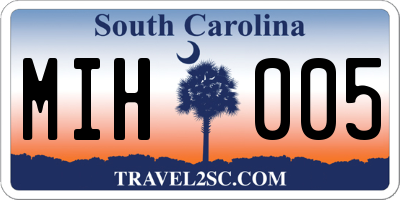 SC license plate MIH005