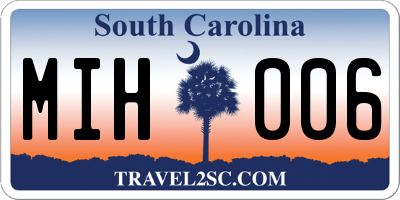 SC license plate MIH006