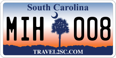 SC license plate MIH008