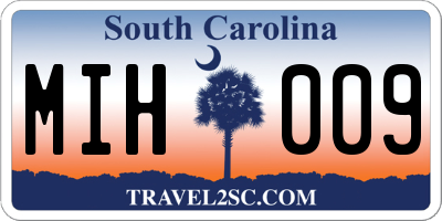 SC license plate MIH009
