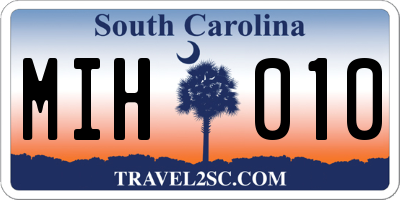 SC license plate MIH010