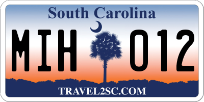 SC license plate MIH012