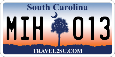SC license plate MIH013
