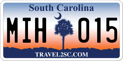 SC license plate MIH015