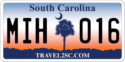 SC license plate MIH016