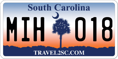 SC license plate MIH018