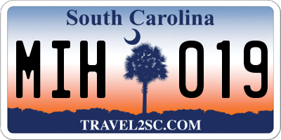 SC license plate MIH019