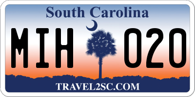 SC license plate MIH020