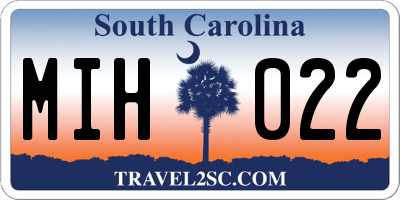 SC license plate MIH022