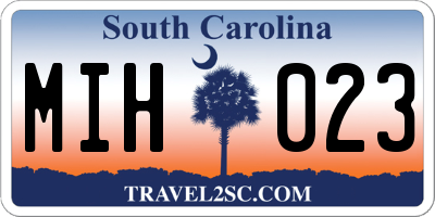 SC license plate MIH023