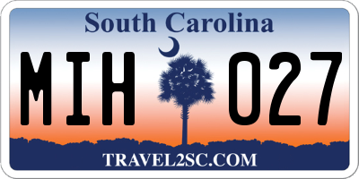 SC license plate MIH027