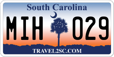 SC license plate MIH029