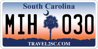 SC license plate MIH030