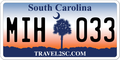 SC license plate MIH033
