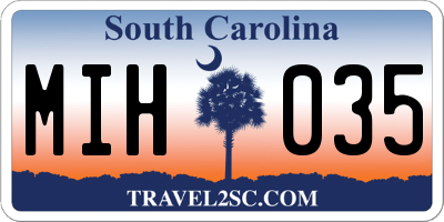 SC license plate MIH035
