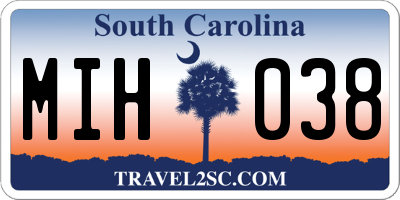 SC license plate MIH038