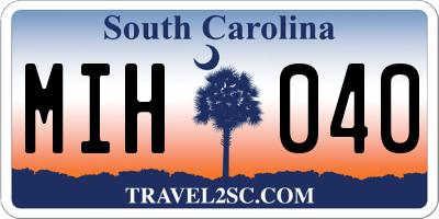 SC license plate MIH040