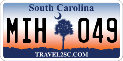 SC license plate MIH049