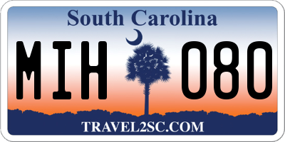 SC license plate MIH080