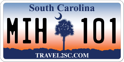 SC license plate MIH101