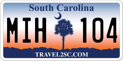 SC license plate MIH104