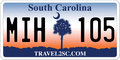 SC license plate MIH105
