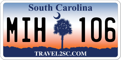 SC license plate MIH106