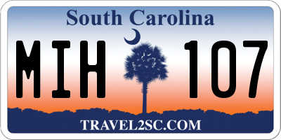 SC license plate MIH107