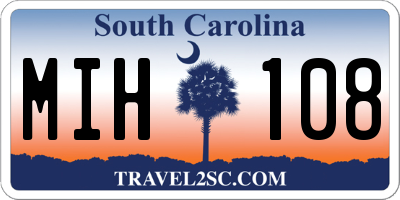 SC license plate MIH108