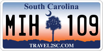 SC license plate MIH109