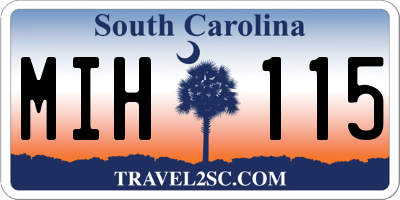 SC license plate MIH115