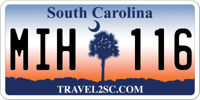 SC license plate MIH116