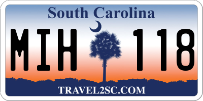 SC license plate MIH118