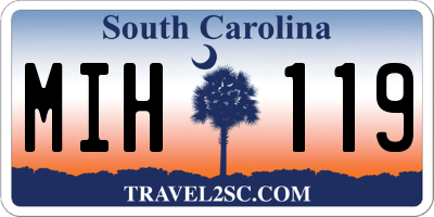 SC license plate MIH119