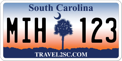 SC license plate MIH123