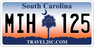 SC license plate MIH125