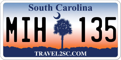 SC license plate MIH135