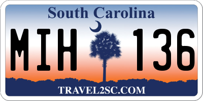 SC license plate MIH136
