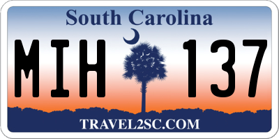 SC license plate MIH137