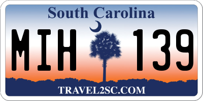 SC license plate MIH139