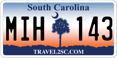 SC license plate MIH143