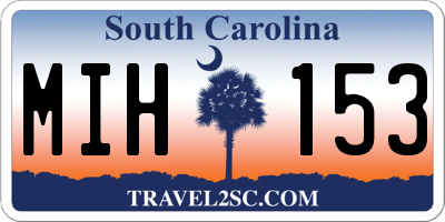 SC license plate MIH153