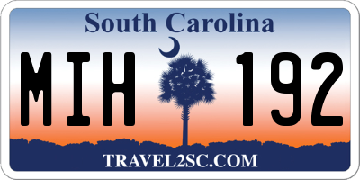 SC license plate MIH192
