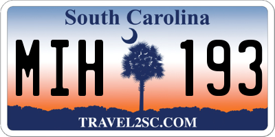 SC license plate MIH193