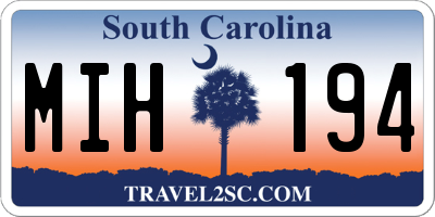 SC license plate MIH194