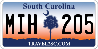 SC license plate MIH205