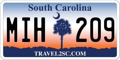 SC license plate MIH209